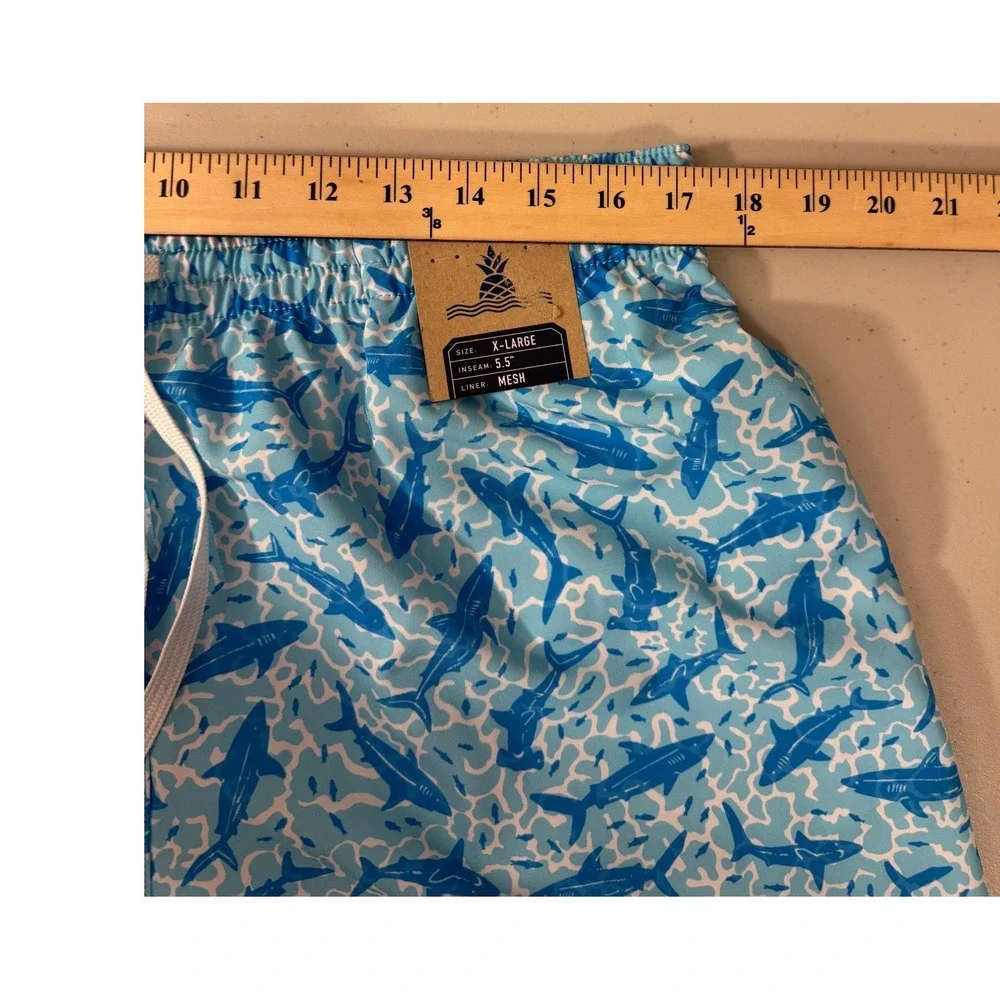Chubbies Swim Trunks Men XL Blue‎ Shark Sides 5.5